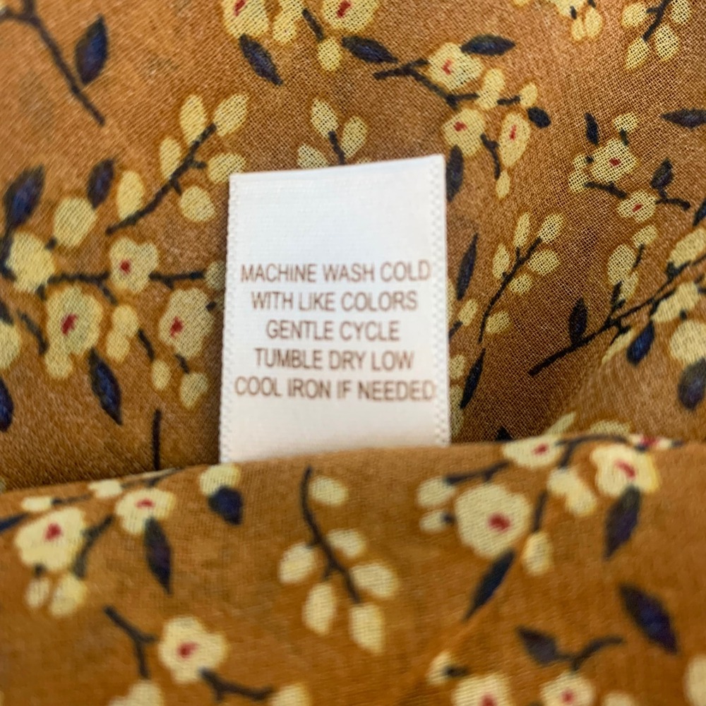 Liberty Love Women's S Boho Floral Duster Vest Mustard Yellow Sheer Tie Front - Picture 7 of 8